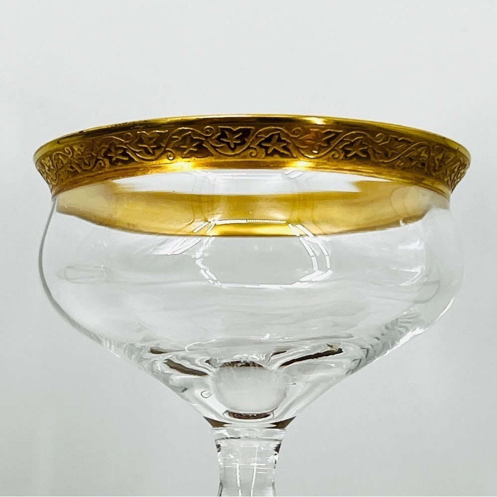 Set of 4 Vintage Minton Tiffin-Franciscan Champagne 4 Ounces Gold Rim Glasses - Picture 5 of 14